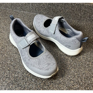 Skechers Air Cooled Memory Foam Lace Mary Jane Womens Sz 9 Gray Lightweight Shoe